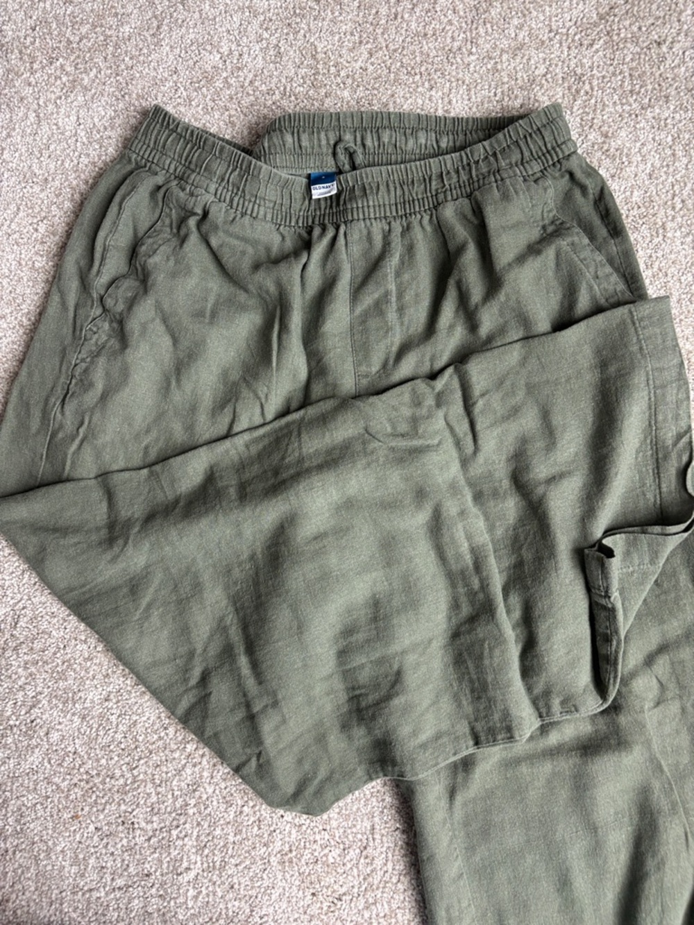 Women’sOlive Green Relaxed Linen Blend Pants